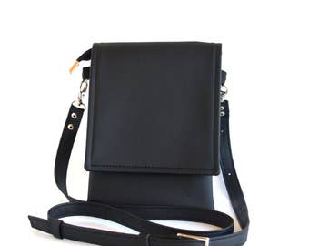 Small Crossbody Bag Black Cell Phone Bag Vegan Leather Crossbody Purse Black Crossbody Phone Case Small Cross Body Purse Vegan