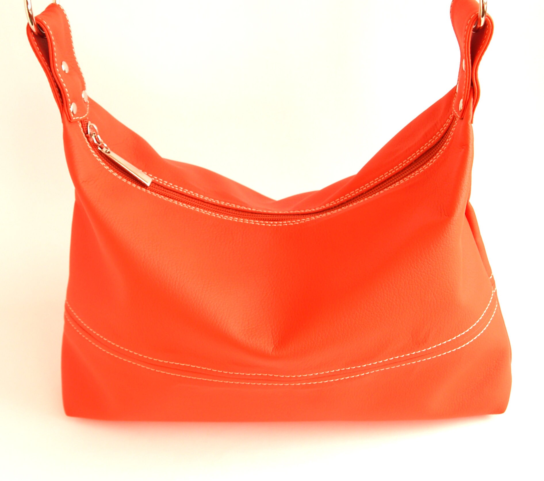 Orange Leather Bag, Vegan Handbag, Crossbody Bags, Messenger