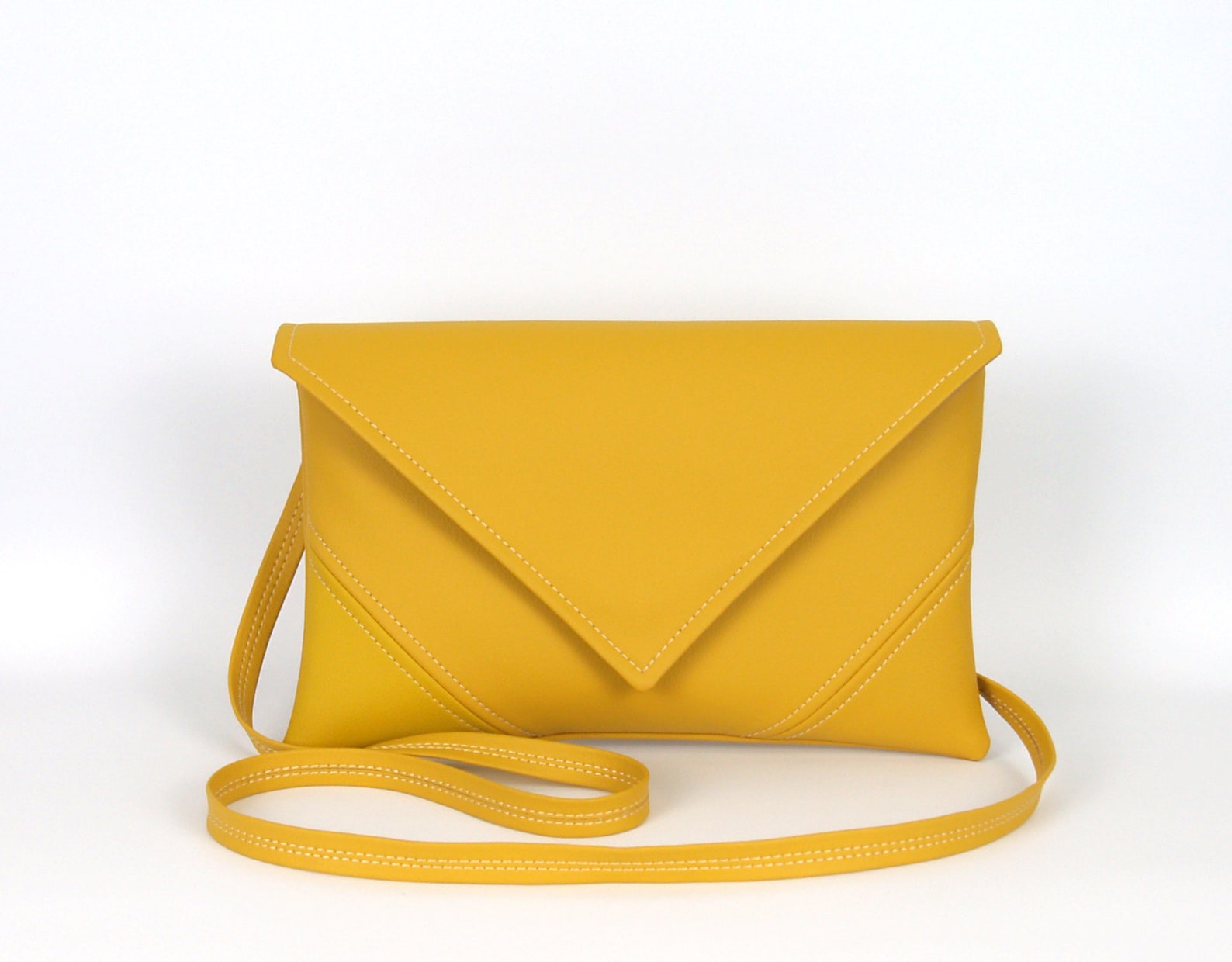 Yellow Clutch Purse Leather Clutch Vegan Leather Pouch Etsy
