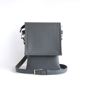 Gray Vegan Leather Crossbody Cell Phone Purse - Small Travel Bag