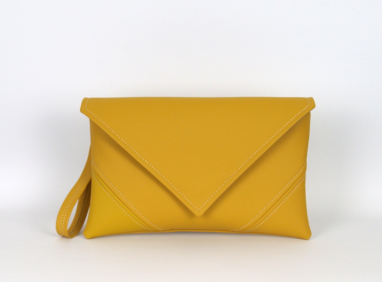 Yellow Clutch Purse Leather Clutch Vegan Leather Pouch Etsy
