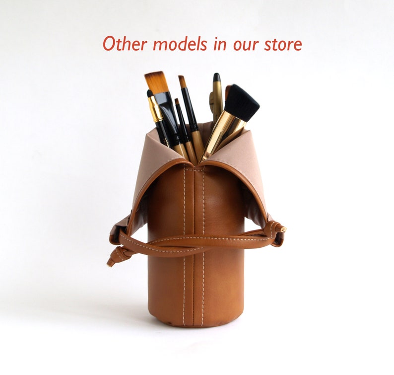 Hair Brush Makeup Bag Gift From Son Christmas Gifts Makeup Organiser Leather Brush Case Vegan Gift For Wife Makeup Brushes