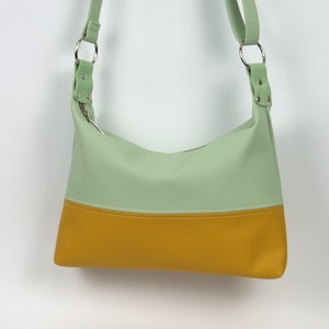 Mint & Yellow Crossbody Bag: Boho Hobo Shoulder Bag