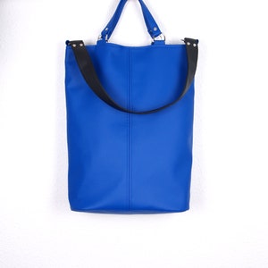 Vegane LederTaschen für Frauen, große Schultertasche, royalblaue Tragetasche, große Ledertasche, Arbeitstasche, Leder Bucket Bag, Custom Tote Bag