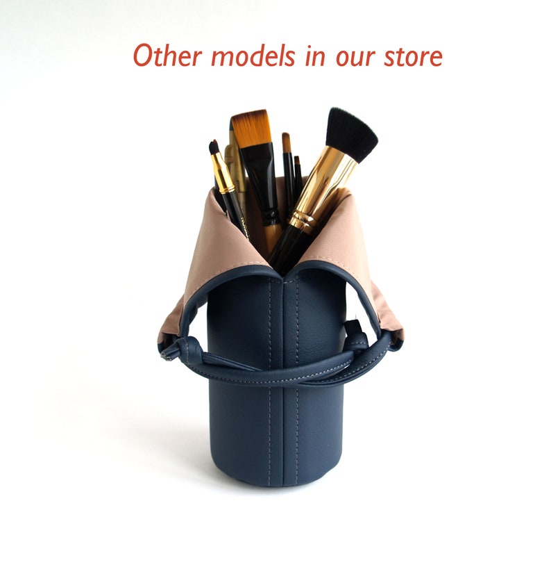 Hair Brush Makeup Bag Gift From Son Christmas Gifts Makeup Organiser Leather Brush Case Vegan Gift For Wife Makeup Brushes