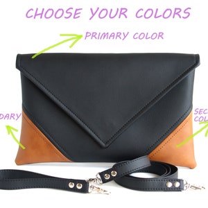Monedero de embrague, embrague negro, bolso de embrague hecho a mano, bolsa de sobre, bolsa de embrague pequeña, embrague de dama de honor, embrague de cuero vegano, embrague de sobre