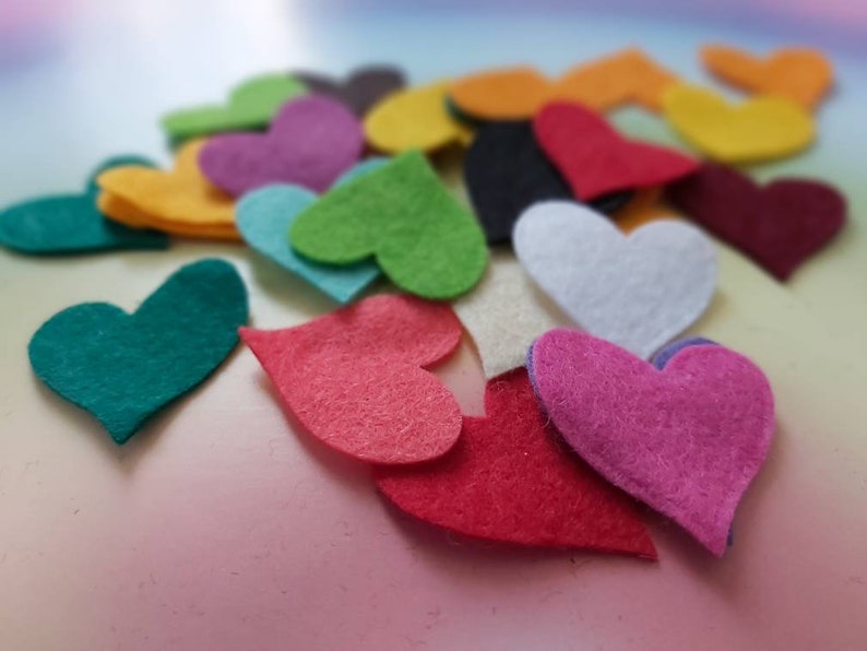 Felt Love Hearts Small Die Cut Craft Embellishments Etsy