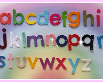 Iron on Felt Die Cut Alphabet, Upper and Lower Case Alphabet Sets, Mixed Colour Letters, Pretty Die Cut Craft Embellishment