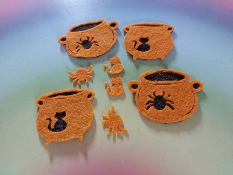 Felt Cauldrons Halloween Die Cut Craft Embellishments Etsy