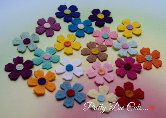 Die Cut Floral Craft Embellishments Felt Buttonhole Flowers decorative wedding style flowers with leaves