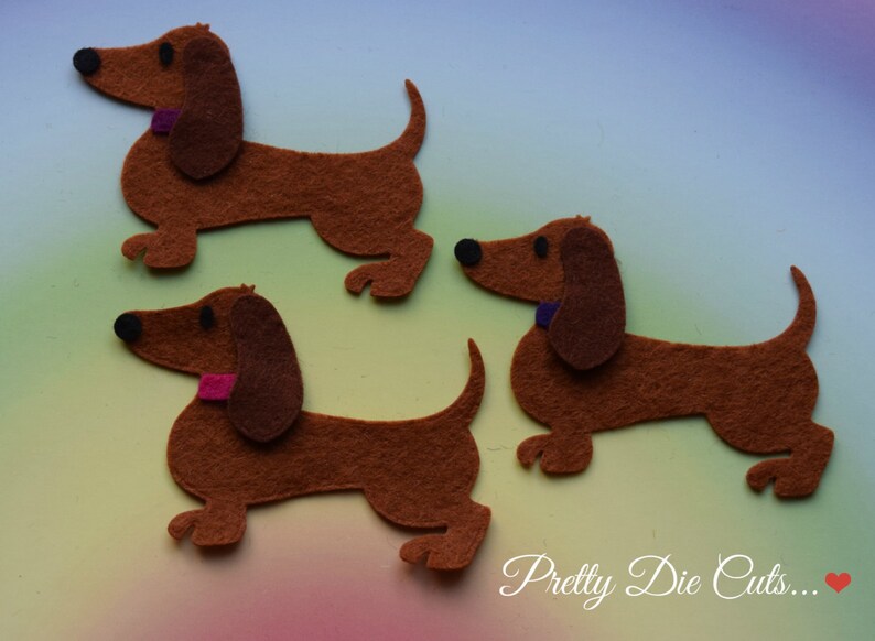 Felt Sausage Dogs Dachshunds Animal Shapes Die Cut Craft Etsy