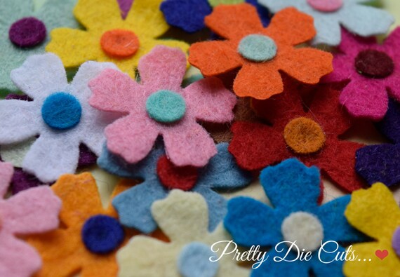 Die Cut Floral Craft Embellishments Felt Buttonhole Flowers decorative wedding style flowers with leaves