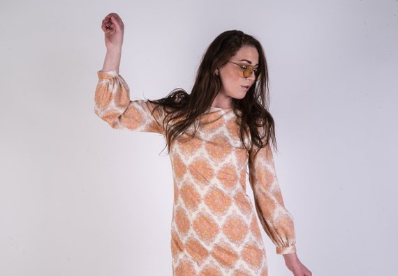 1970's Psychedelic Printed Maxi Dress