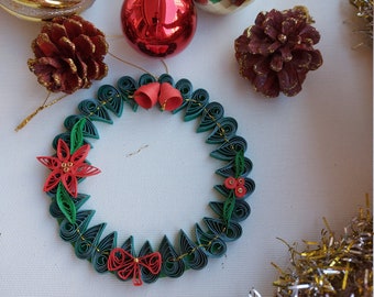 Quilling wreath, Christmas tree ornament, window decoration, Christmas ornament, Quilling art, quilling decor, Christmas decor, tree hanging
