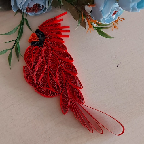 Quilling Bird Cardinal Ornament Red Christmas Bird Cardinal Etsy