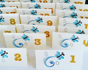 Wedding table numbers cards, Quilling card, Personalized wedding table number, Event table numbers, Seating chart numbers, Table numbers