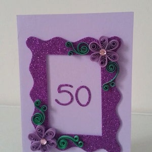 Quilled 50th birthday card, Birthday Card, Handmade Birthday Card, Blank Card, 18th, 21st, 30th, 40th, 50th, 60th, 70th, 90th, 100th image 5