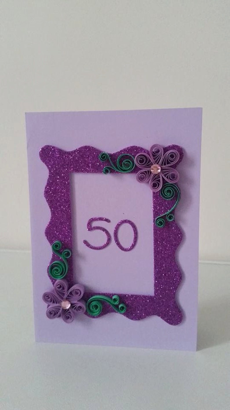 Quilled 50th birthday card, Birthday Card, Handmade Birthday Card, Blank Card, 18th, 21st, 30th, 40th, 50th, 60th, 70th, 90th, 100th image 5