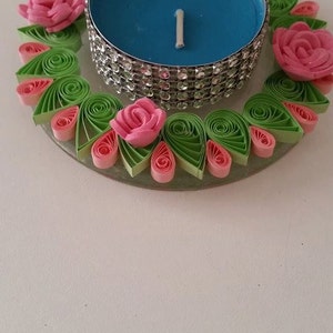 Quilled candle holder, Quilled gift, Tealight holder, Home decor, Valentine's Day decor, Ornament, Candle centerpiece, Quilling image 2