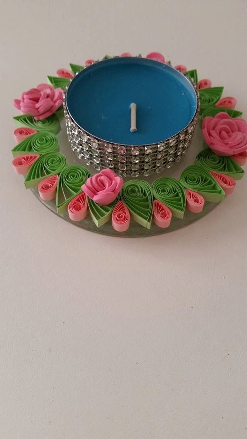 Quilled candle holder, Quilled gift, Tealight holder, Home decor, Valentine's Day decor, Ornament, Candle centerpiece, Quilling image 2