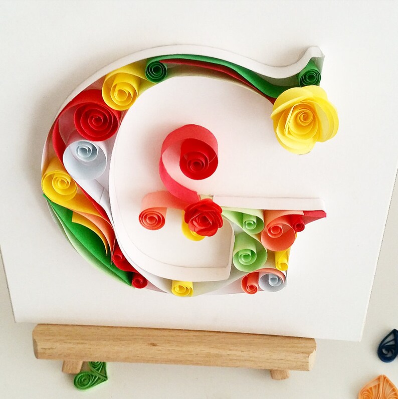 Quilled Letter Paper Art Monogram Letter G İnitial Letter Etsy