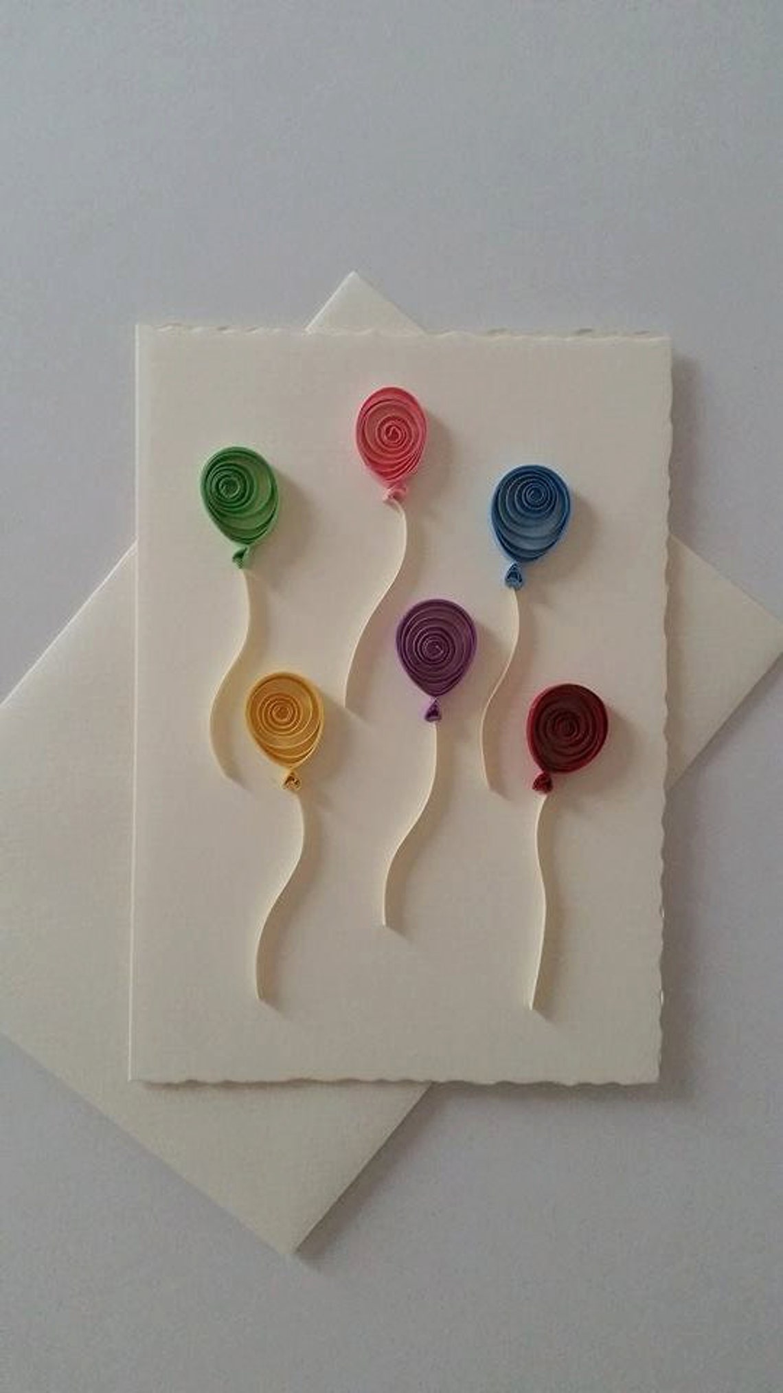 Quilled Card, Paper Card, Quilled Balloon, Quilled Gift, Greeting Card