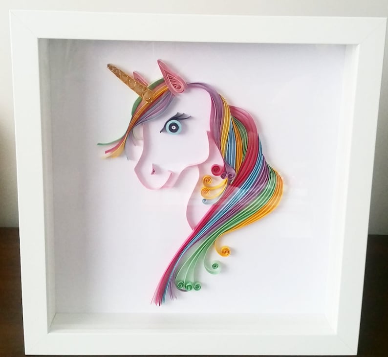 Quilling Art, Unicorn Quilled Art, Home Decor, Nursery Decoration, Wall Art, Baby Shower Gift