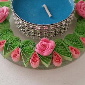 Quilled candle holder, Quilled gift, Tealight holder, Home decor, Valentine's Day decor, Ornament, Candle centerpiece, Quilling image 3