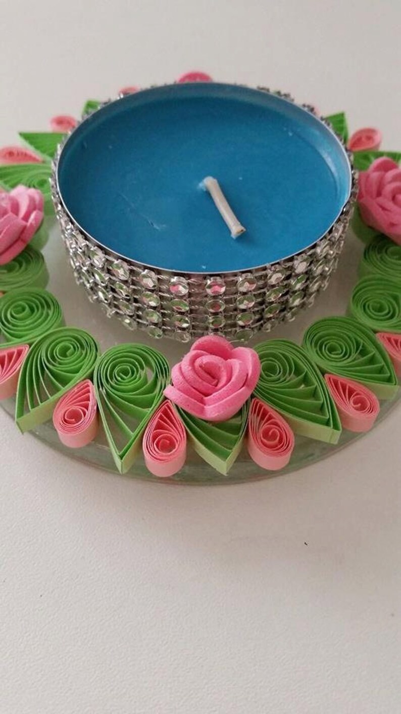 Quilled candle holder, Quilled gift, Tealight holder, Home decor, Valentine's Day decor, Ornament, Candle centerpiece, Quilling image 3