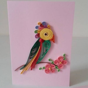 Quilled Card, Thank you Card, Paper Card, Quilled Bird, Quilled Gift, Greeting Card, Feather Card, Birthday Card, Spring Card, Handmade Card