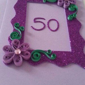 Quilled 50th birthday card, Birthday Card, Handmade Birthday Card, Blank Card, 18th, 21st, 30th, 40th, 50th, 60th, 70th, 90th, 100th image 4