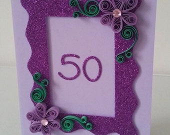 Carte d’anniversaire matelassée de 50e anniversaire, carte d’anniversaire, carte d’anniversaire faite à la main, carte vierge, 18e, 21e, 30e, 40e, 50e, 60e, 70e, 90e, 100e