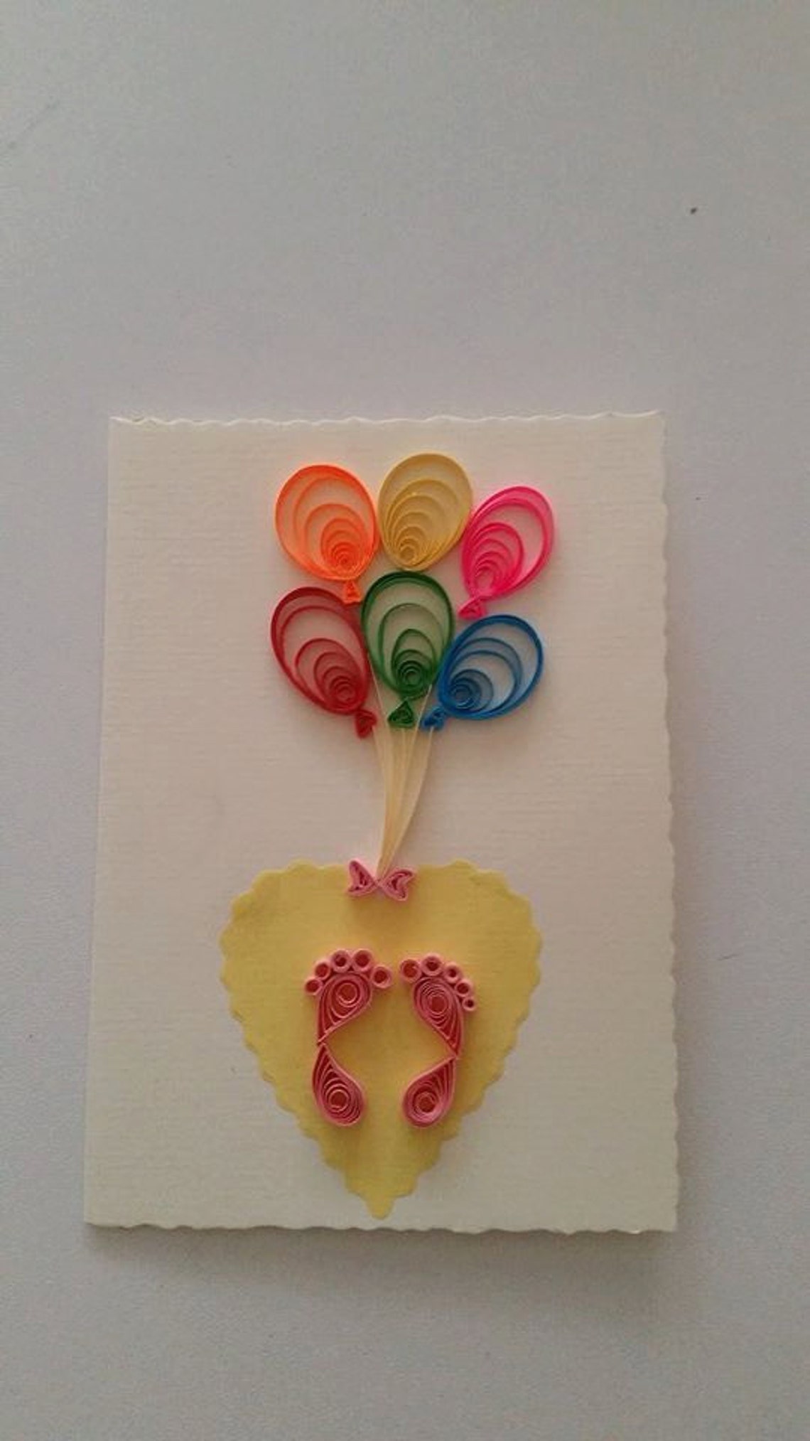 Quilled Card Paper Card Quilled Baby Feet Quilled Gift Etsy
