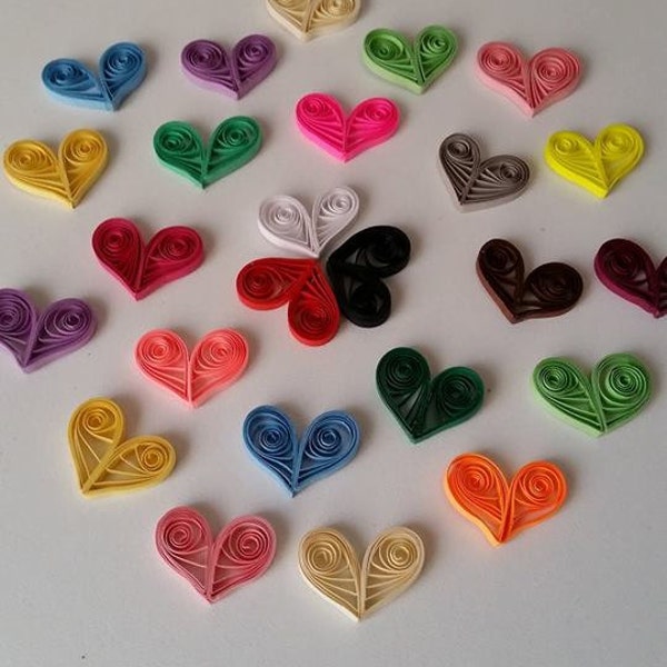 25 Pieces Quilling Heart,  Quilled Heart, Quilled Ornament, Quilling Art, Valentine's Day Ornament, Quilled Gift, Heart Ornament, Home Decor