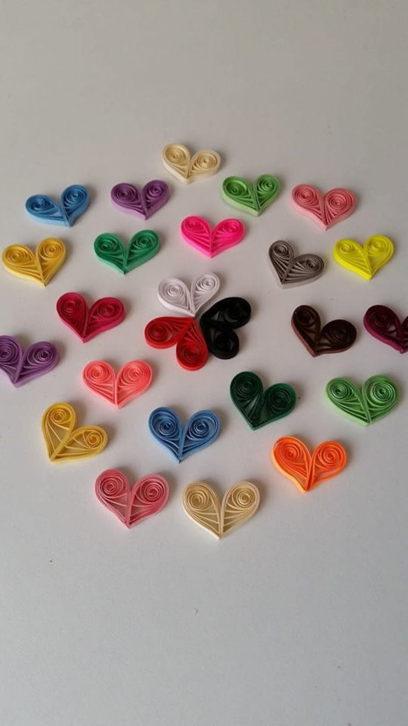 25 Pieces Quilling Heart, Quilled Heart, Quilled Ornament, Quilling Art, Valentine's Day