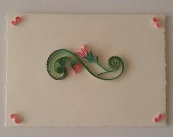 Quilled Card, Paper Card, Quilled Flower, Quilled Gift, Greeting Card, Spring Card, Valentine's Day Card, Birthday Card, Wedding Card,