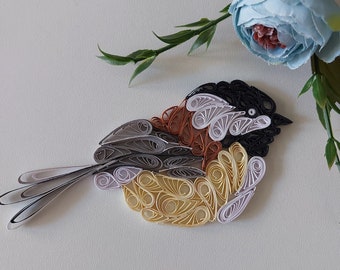 Quilling bird, Black capped chickadee bird, Quilling ornament, Bird ornament, window hanging, Christmas tree decor, Christmas ornament