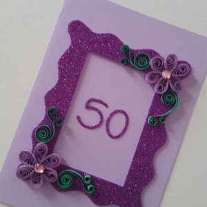 Quilled 50th birthday card, Birthday Card, Handmade Birthday Card, Blank Card, 18th, 21st, 30th, 40th, 50th, 60th, 70th, 90th, 100th image 2