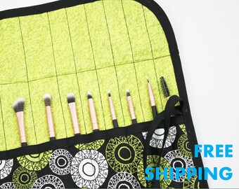 Makeup Brush Traveling Rolling Case, Quilted Cosmetic Make Up Storage Roll, FREE SHIPPING