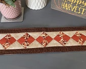 Mini Quilted Table Runner, Mini Leaves Table Topper, Fall Mug Rug, Mini Quilt