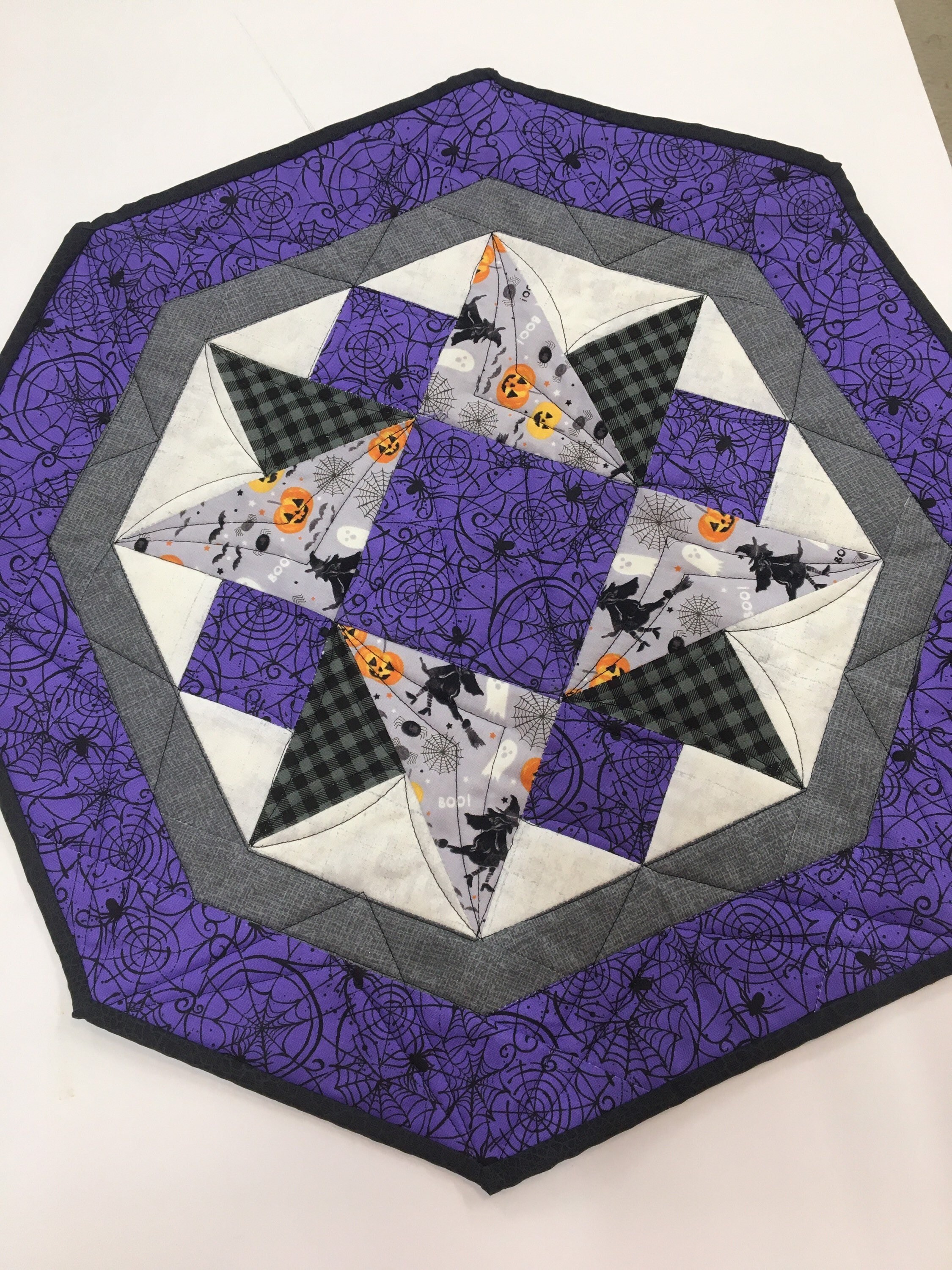 Purple Halloween Quilted Table Topper Autumn Decor Fall Etsy