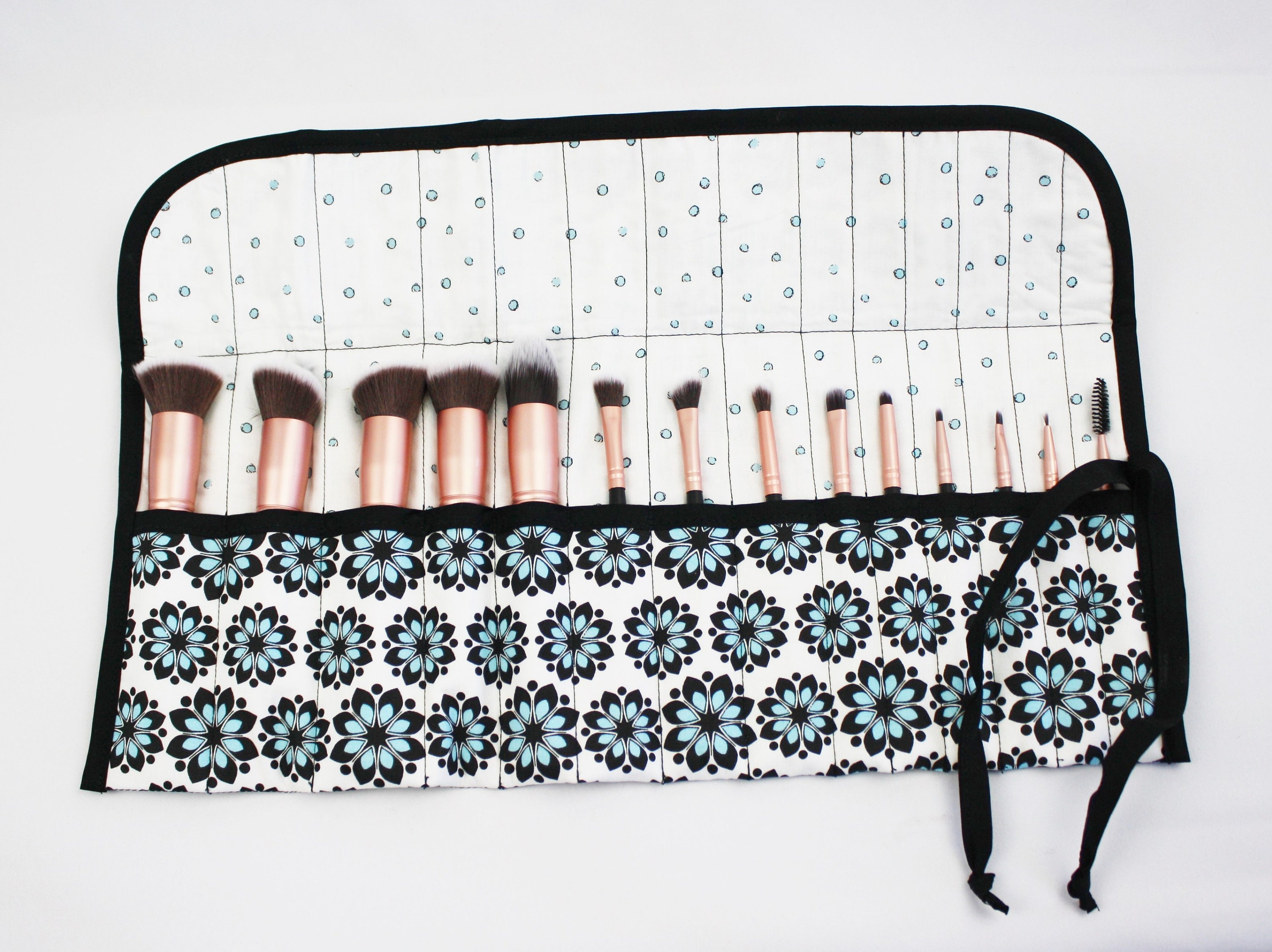 Makeup Brush Rolling Case Travel Makeup Brush Roll Quilted Etsy