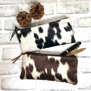 Faux cowhide purse top