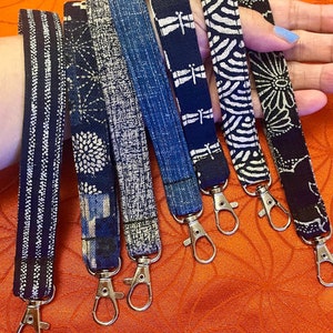 Bracelet porte-clés indigo japonais : porte-clés en tissu