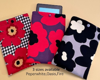 Padded Kindle sleeve, Kindle Paperwhite, Kindle Oasis, Kindle Fire, Kindle case, Kindle pouch, Book sleeve, E-reader sleeve, Floral sleeve