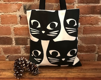 Black Cat Tote bag, Black Cat Shoulder bag, Cat bag, Cat Lover gifts, Black Cat bag ,Cat mom bag, Cat mama gifts, Kawaii Bag, Full lined