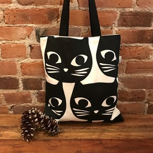 Black Cat Tote bag, Black Cat Shoulder bag, Cat bag, Cat Lover gifts, Black Cat bag ,Cat mom bag, Cat mama gifts, Kawaii Bag, Full lined