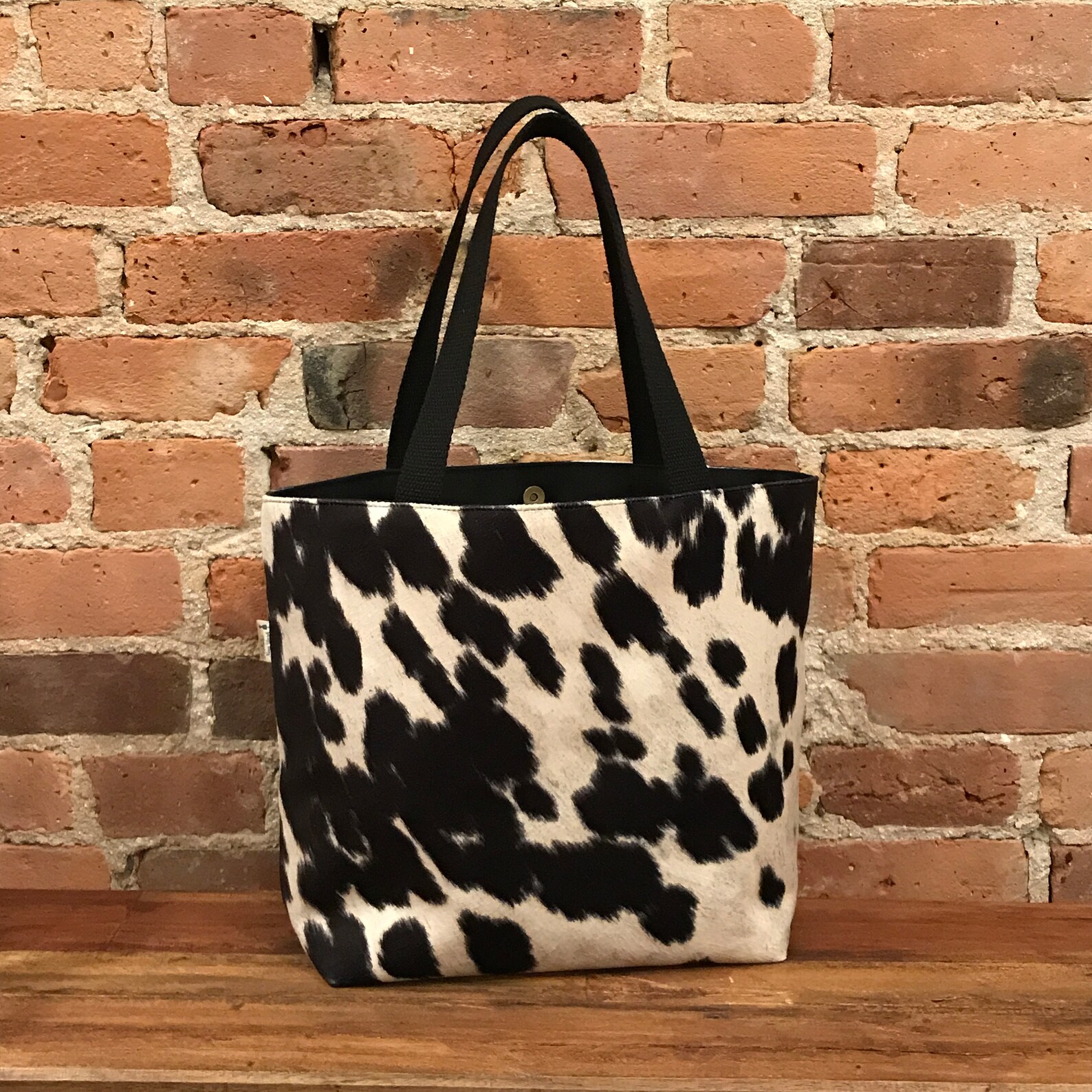 Faux Cowhide Tote Purse Eco Friendly Faux Cowhide Bag Etsy