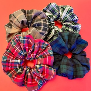 Handmade Tartan Plaid Scrunchie: Cotton Hair Tie