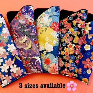 Japanese Sakura, Eyeglasses case,Kimono,Cherry blossom Eyeglasses case,Soft Padded,Reading glass case, Sunglasses sleeve,Large eyeglass case image 1